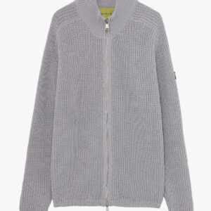 Maglione con zip e dettagli sui gomiti – grigio chiaro