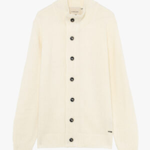 Cardigan a collo alto con zip – bianco