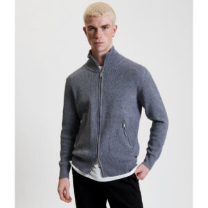 Cardigan con zip – grigio