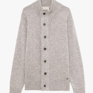 Cardigan a collo alto con zip – beige