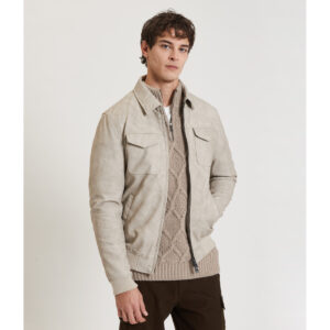 Bomber giacca in eco camoscio - beige